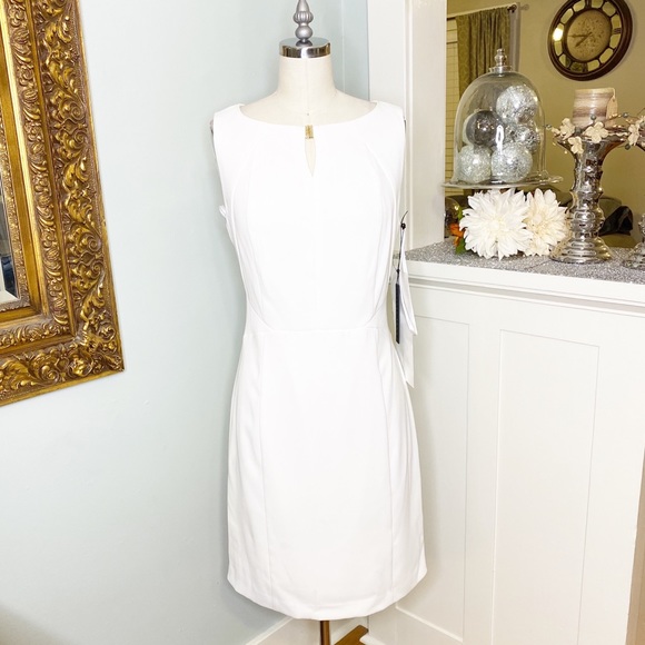 Ivanka Trump Dresses & Skirts - Ivanka Trump White Sheath Dress Keyhole Design